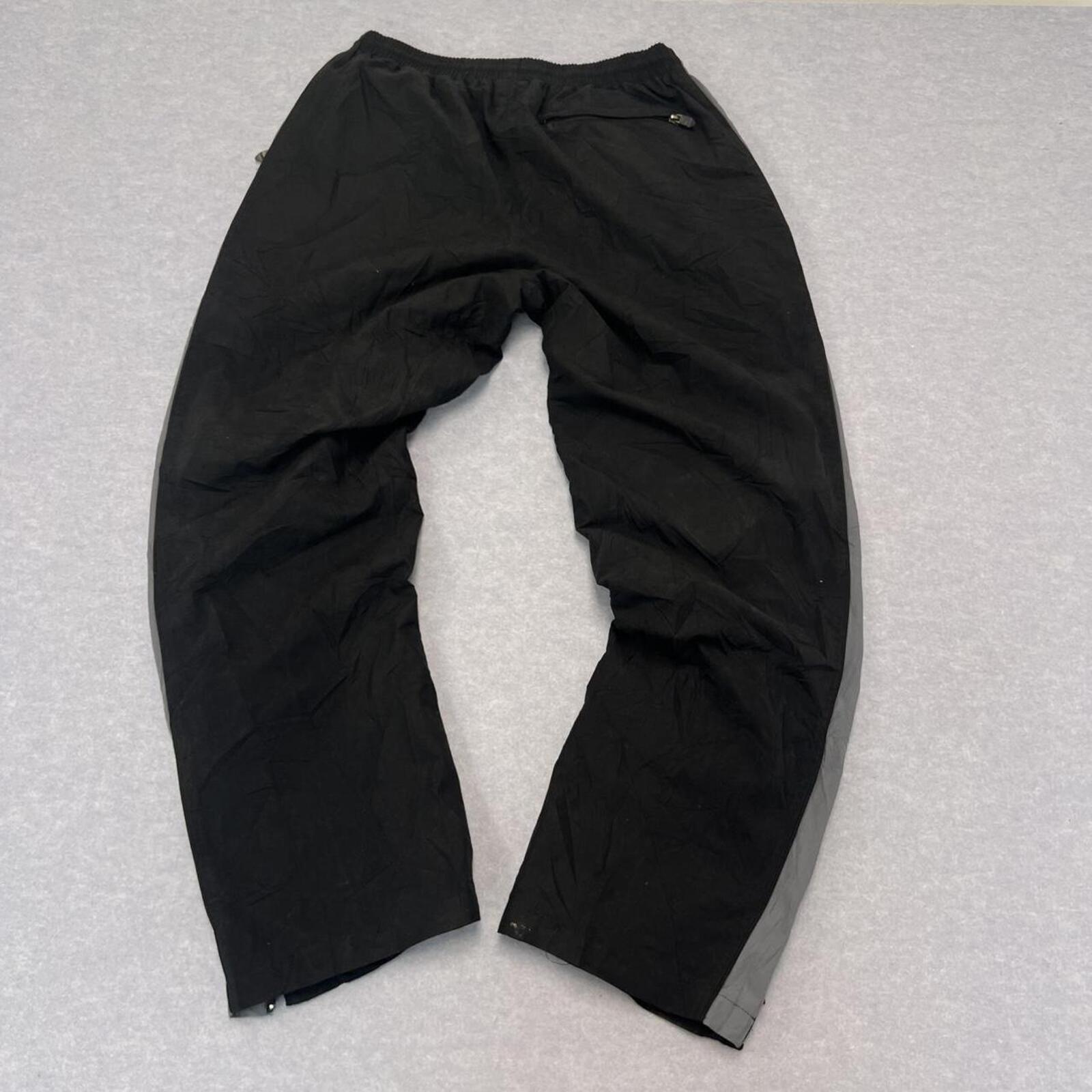 Vintage 90’s Champion Men's Black & Grey Side Stripe Baggy Track Pants Medium