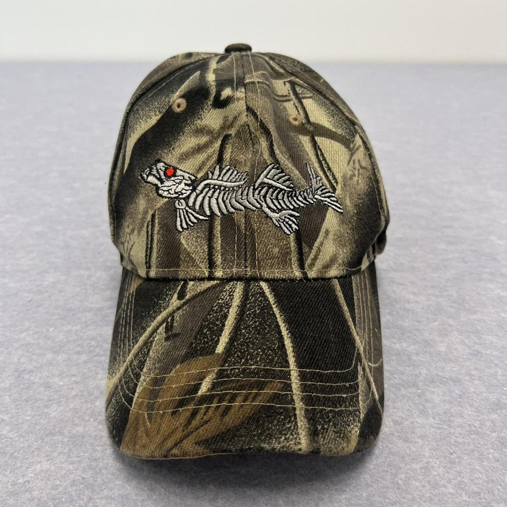 Vintage Camouflage Outdoor Hunting Cap Camo AOP Fish Bones Skeleton Adjustable