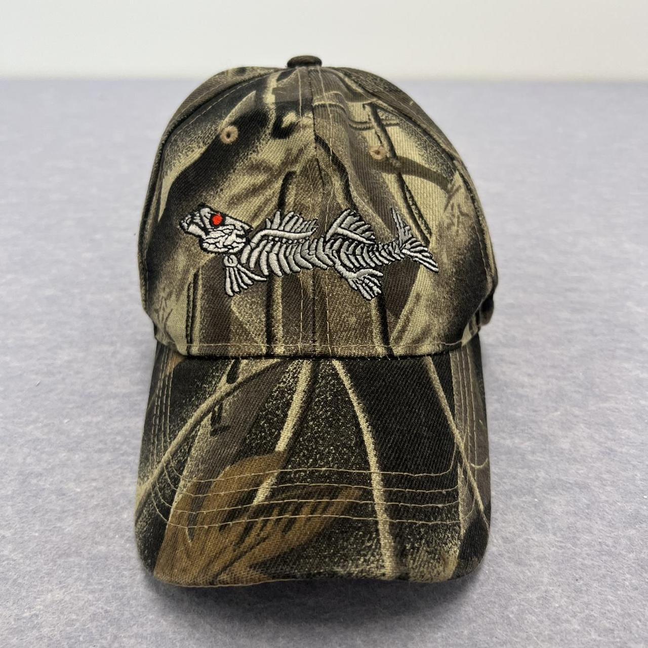 Vintage Camouflage Outdoor Hunting Cap Camo AOP Fish Bones Skeleton Adjustable