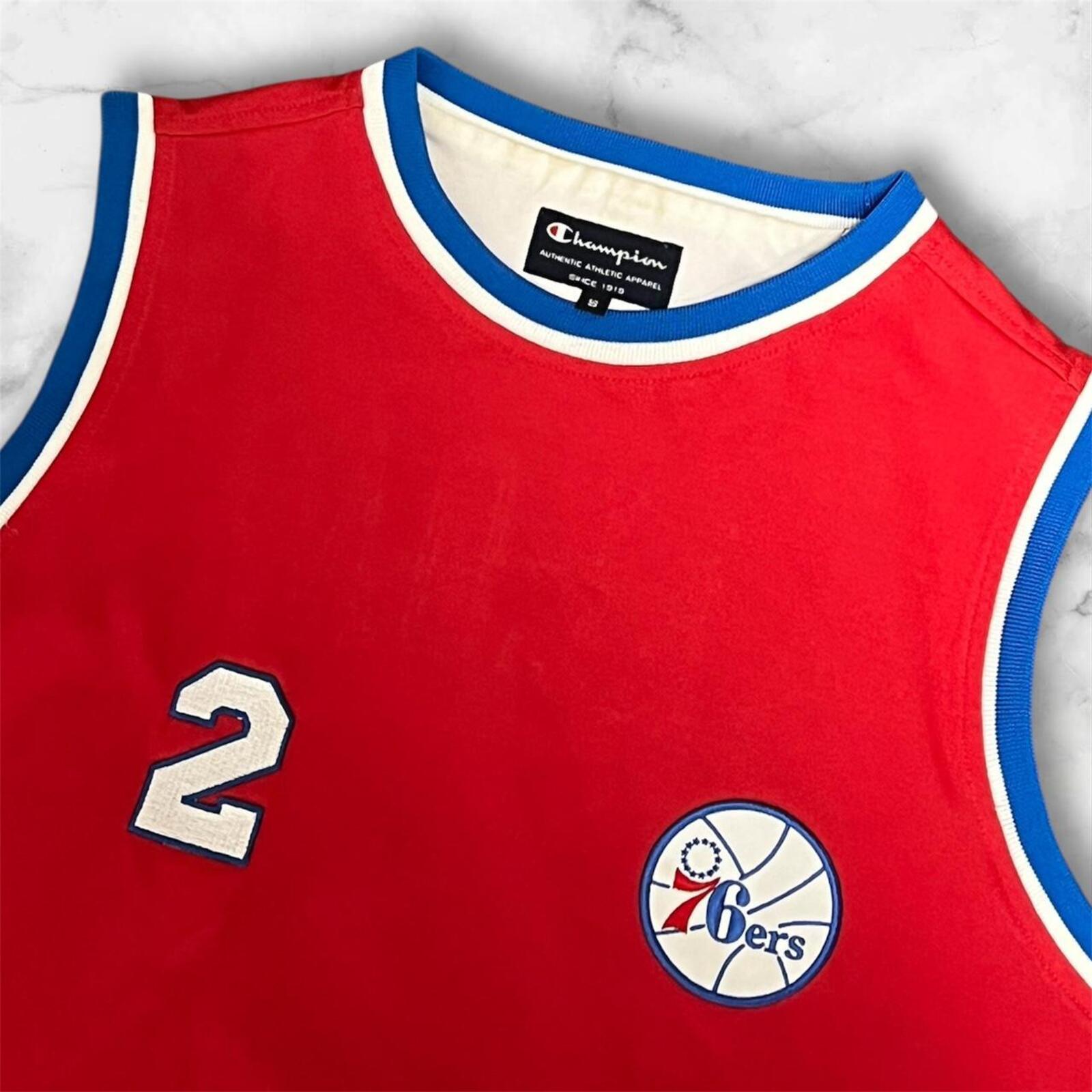 Vintage Champion Philadelphia 76ers NBA Moses Malone Hardwood Classics Jersey 2 Small