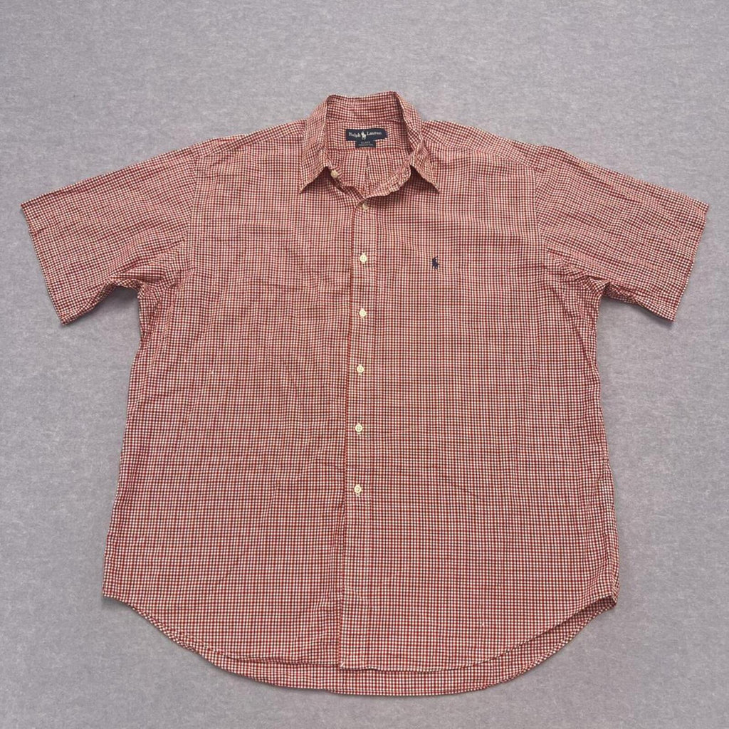 Vintage Ralph Lauren Blake Red & White Gingham Check Button Up Shirt Mens Large