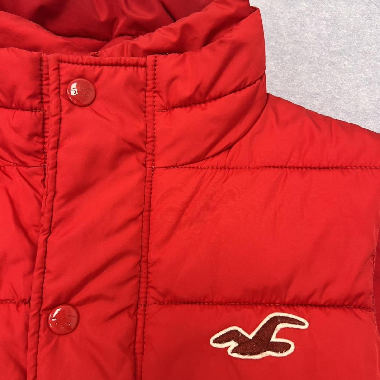 Vintage Hollister Surf Men’s Red Button Up Puffer Vest Preppy / Y2K Large