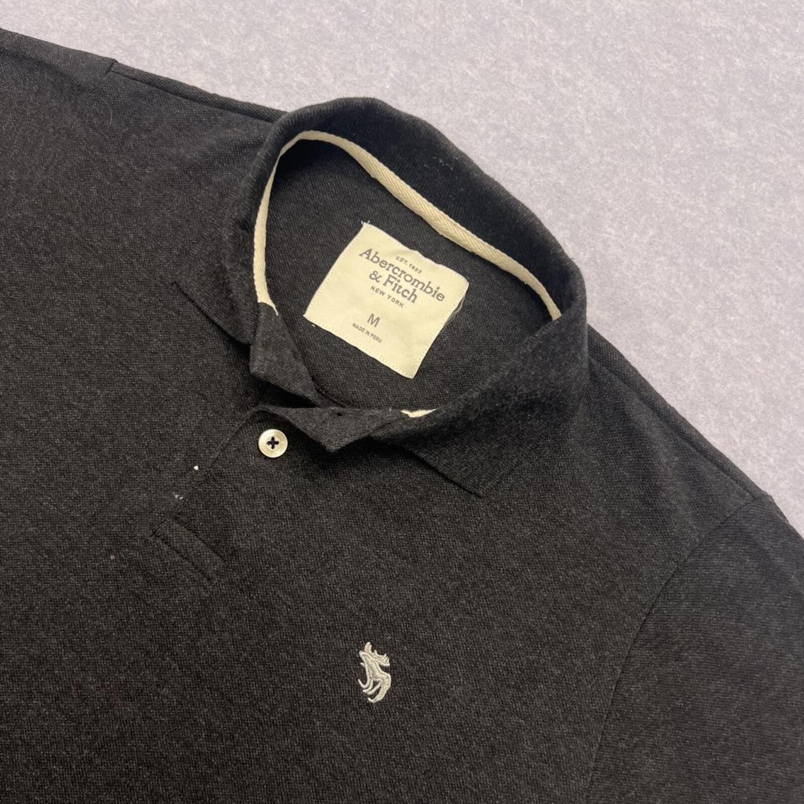 Vintage Abercrombie & Fitch Charcoal Muscle Polo Shirt Preppy Y2K Mens Medium