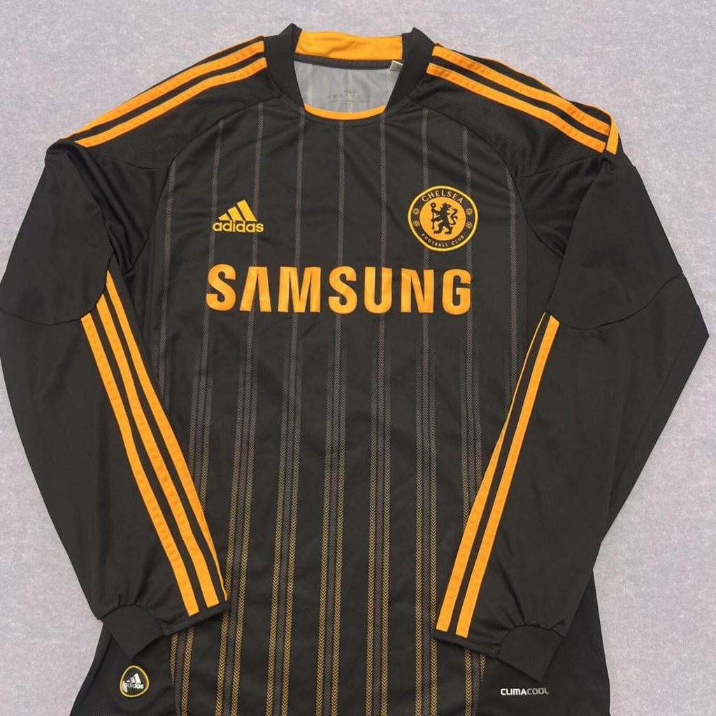 Vintage 2010/11 Adidas Chelsea FC Black & Orange Longsleeve Away Jersey 8 “MAJE”