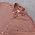Vintage 90’s Lacoste Men's Red & White Striped Long Sleeve Button Up Shirt Preppy Size 39 / Medium