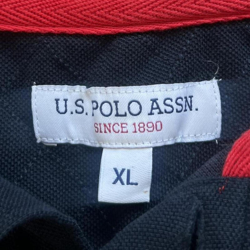 Vintage U.S. Polo Assn. “Team USPA” Embroidered Flag Polo Black  No.1 Y2K Men’s XL