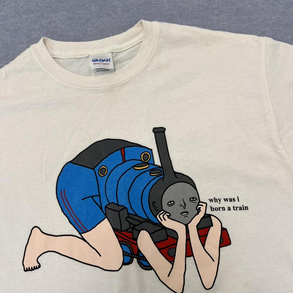 Vintage Gildan Thomas The Tank “Why Was I Born A Train” Derp Y2K Funny Graphic Tee M