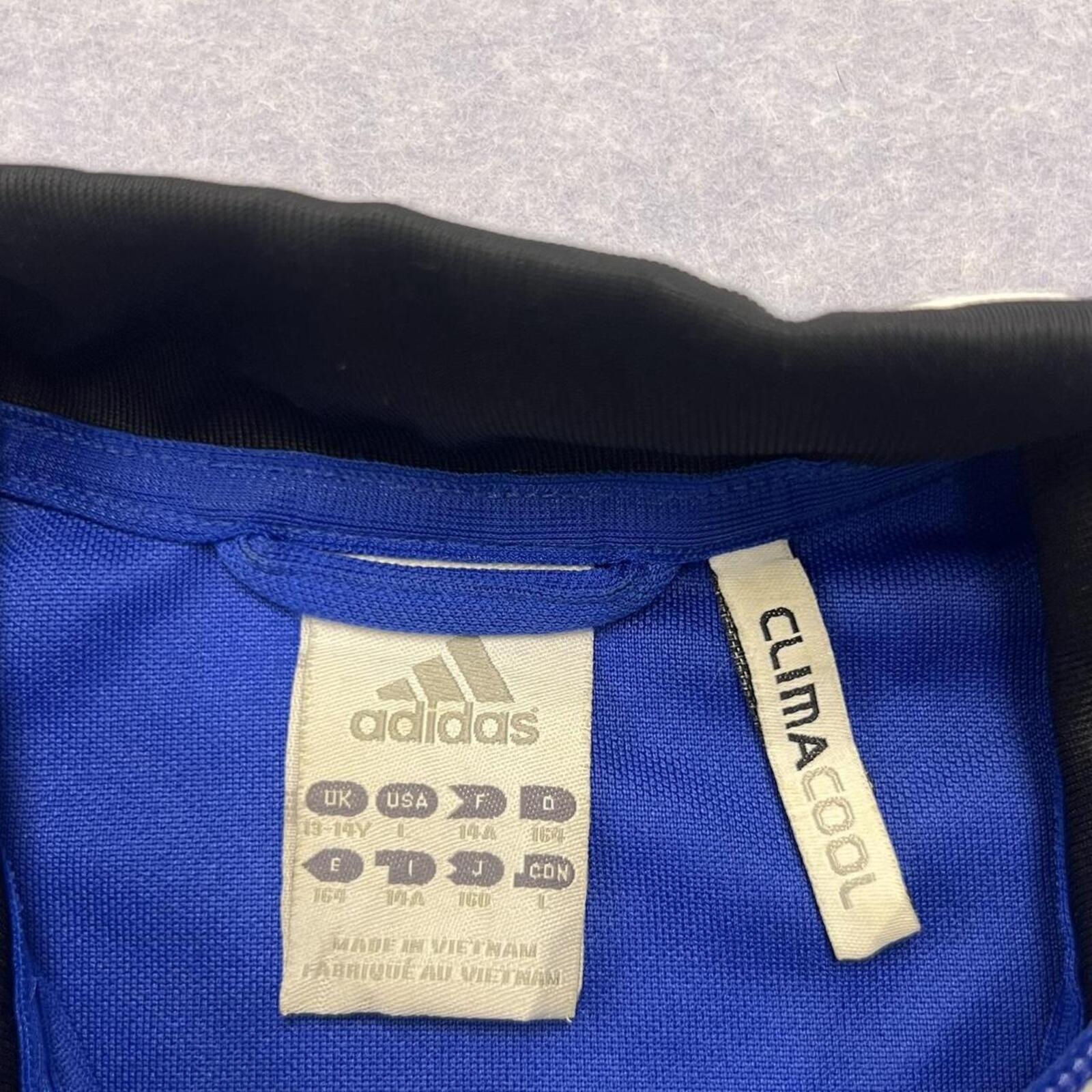 Vintage Adidas Climacool Men's Royal Blue & Black Striped Y2K Track Jacket Small