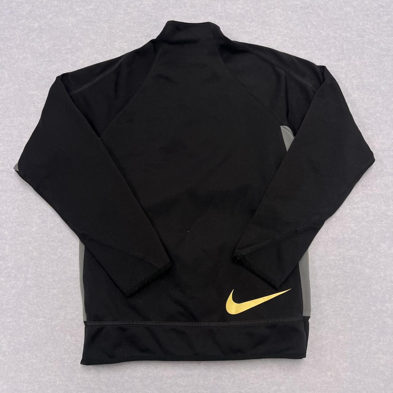 Vintage Nike Women’s Black & Gold Swoosh 1/4 Zip Track Jacket Therma-Fit Large