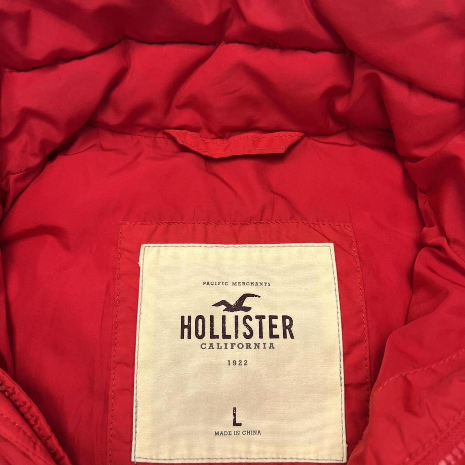 Vintage Hollister Surf Men’s Red Button Up Puffer Vest Preppy / Y2K Large