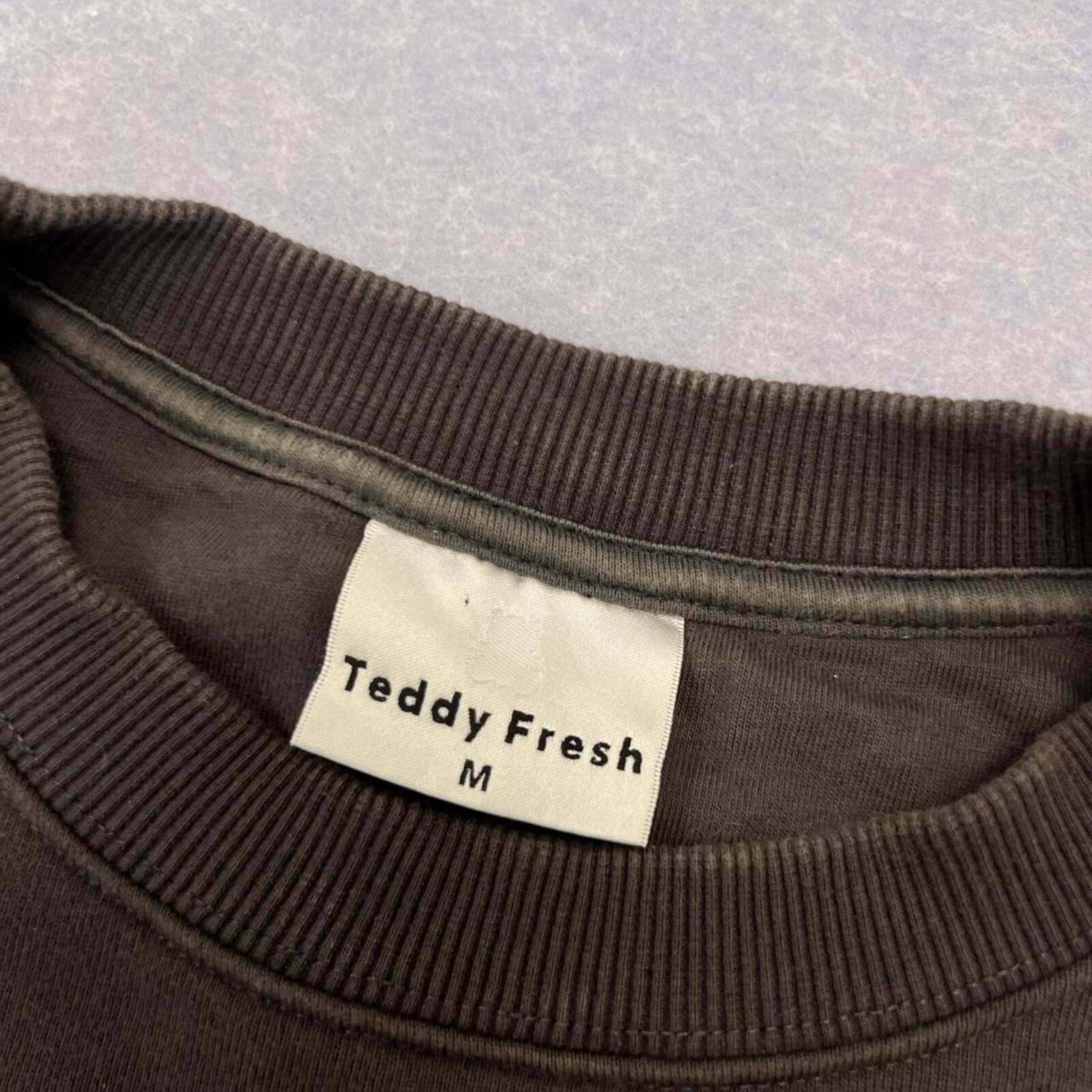Teddy Fresh Dark Charcoal Faded Rainbow Logo SpellOut Crewneck Sweatshirt Medium