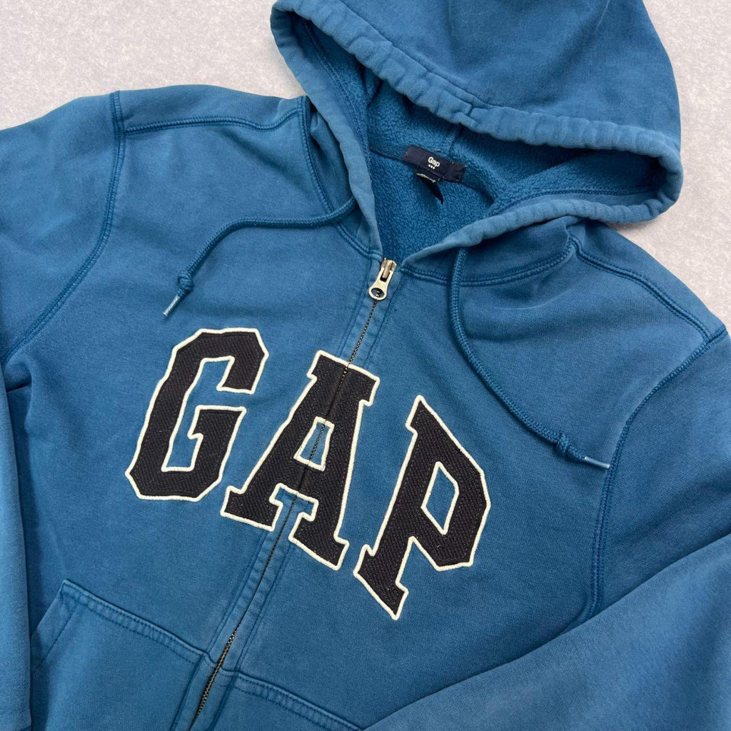 Vintage Gap Royal Blue & Black Full Zip Streetwear Hoodie Men's Y2K Small