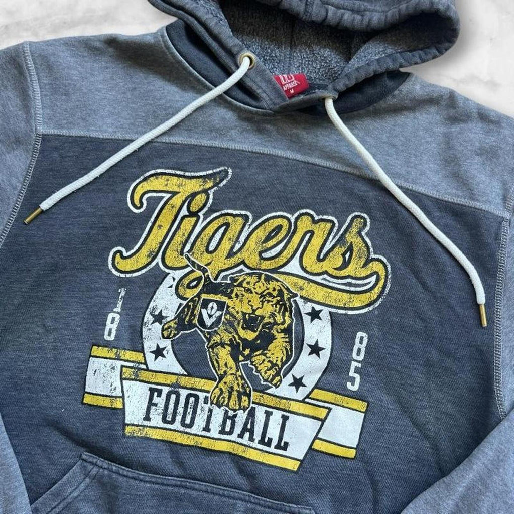 Vintage / Retro Richmond Tigers AFL First 18 Grey Graphic Hoodie Men’s Medium