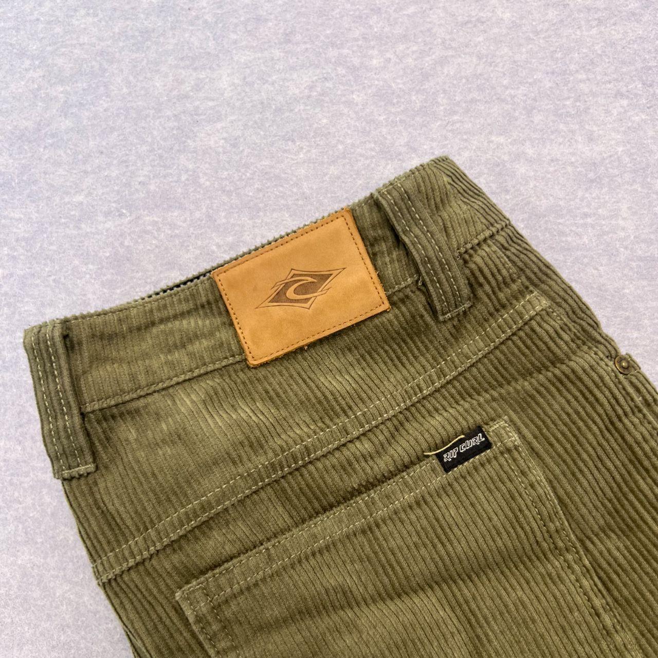Vintage Rip Curl Surf Men's Olive Green Corduroy Chinos Trousers Size W28