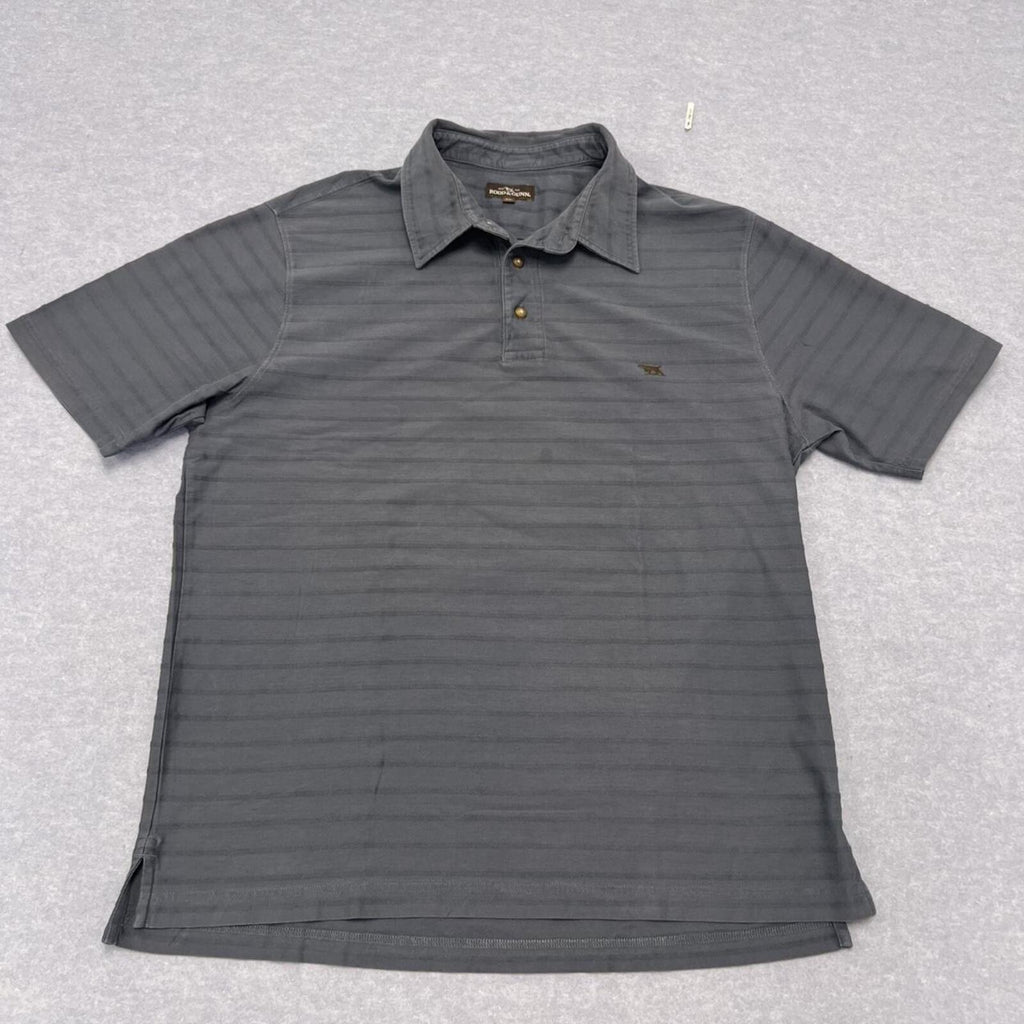 Rodd & Gunn Men’s Grey Ribbed Striped Dress Polo (Brown Dog) Preppy XL