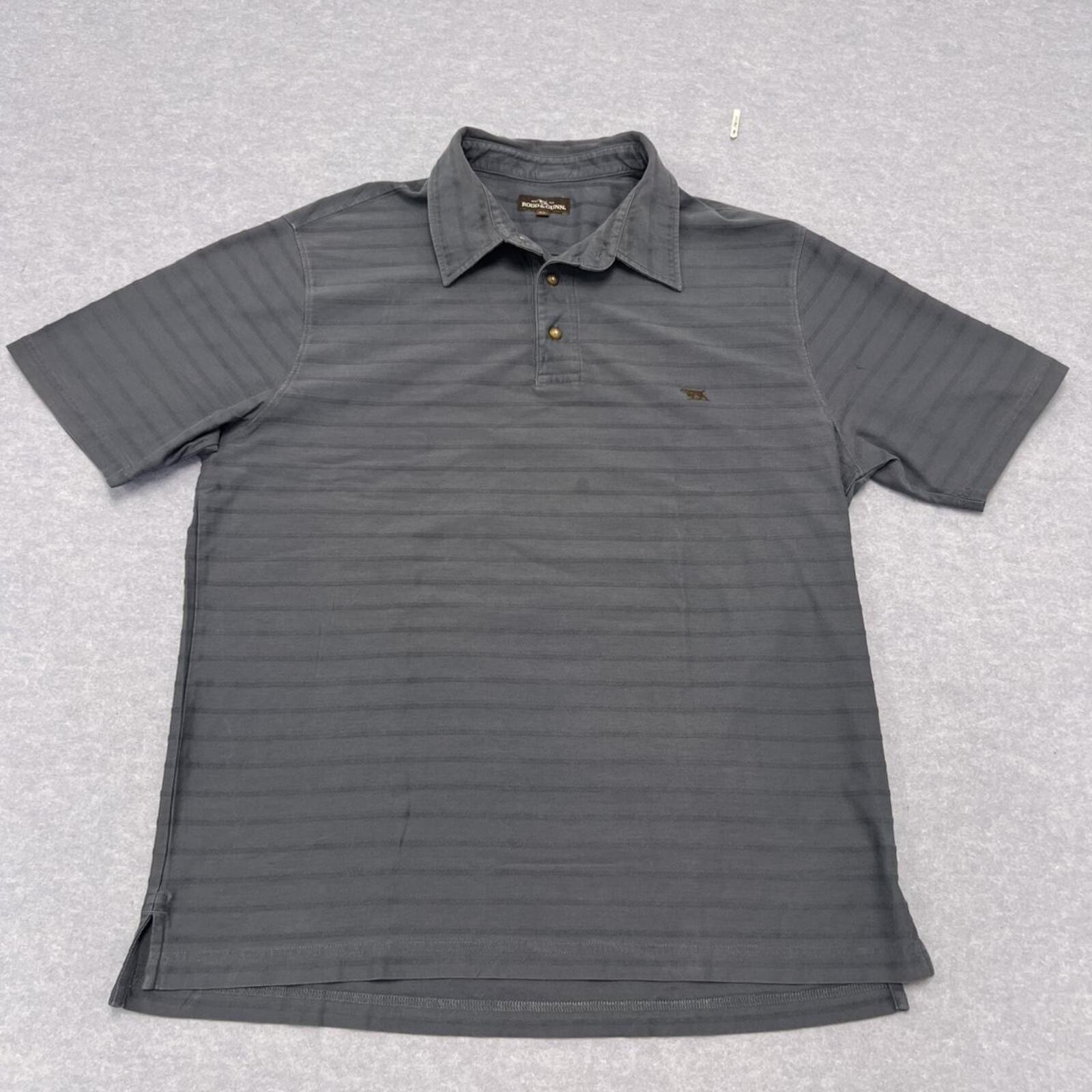Rodd & Gunn Men’s Grey Ribbed Striped Dress Polo (Brown Dog) Preppy XL