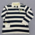 Disney Cruise Line Mickey Mouse Navy & White  L/S Striped Rugby Jumper Polo Men’s Medium