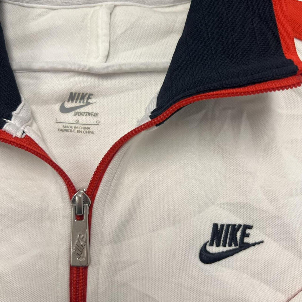 Vintage Nike Sportswear Men's White Red & Navy Full Zip Track Jacket Y2K Large