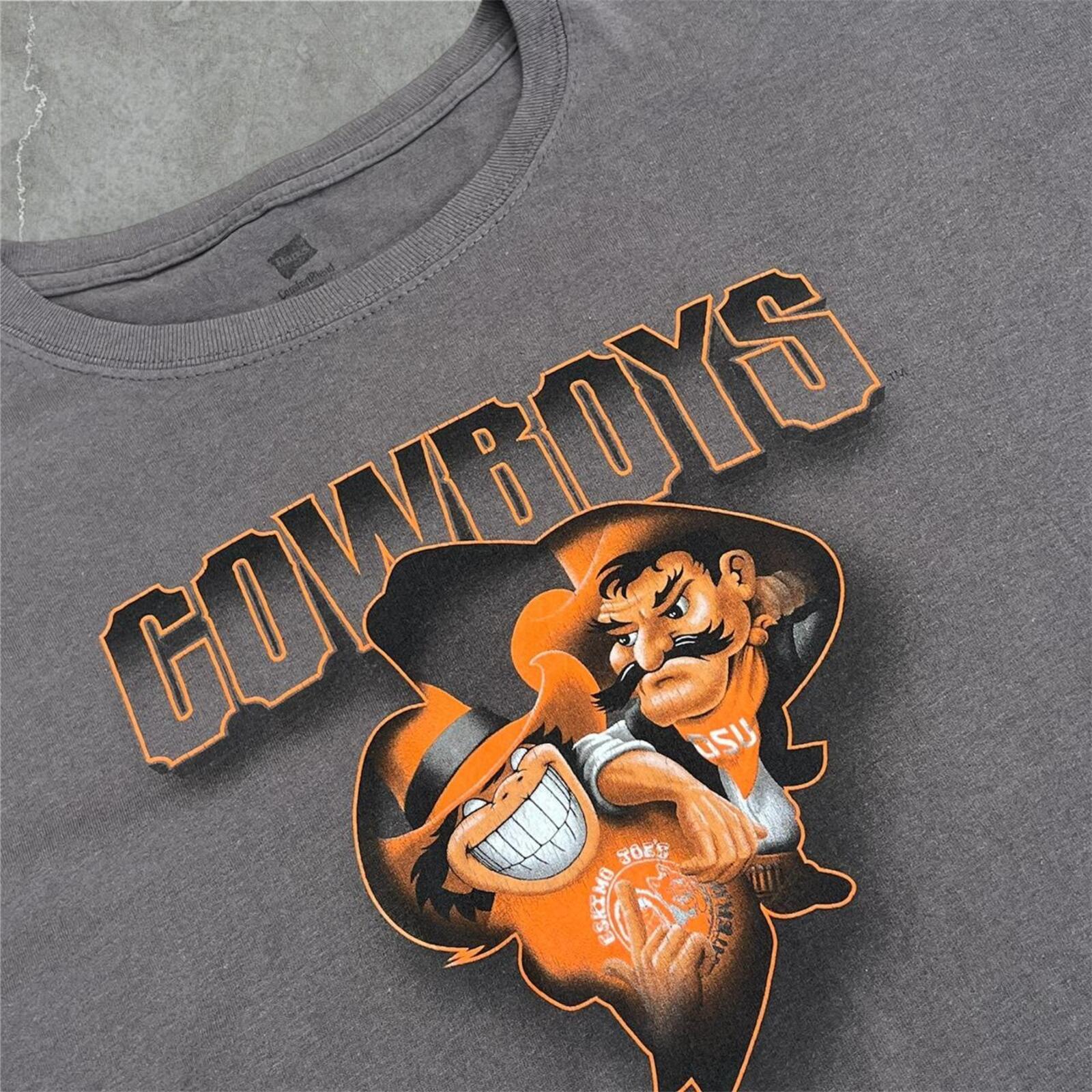 Vintage Eskimo Joe's Orange Heart Cowboy's For the Love of Pete T-Shirt Men's Large