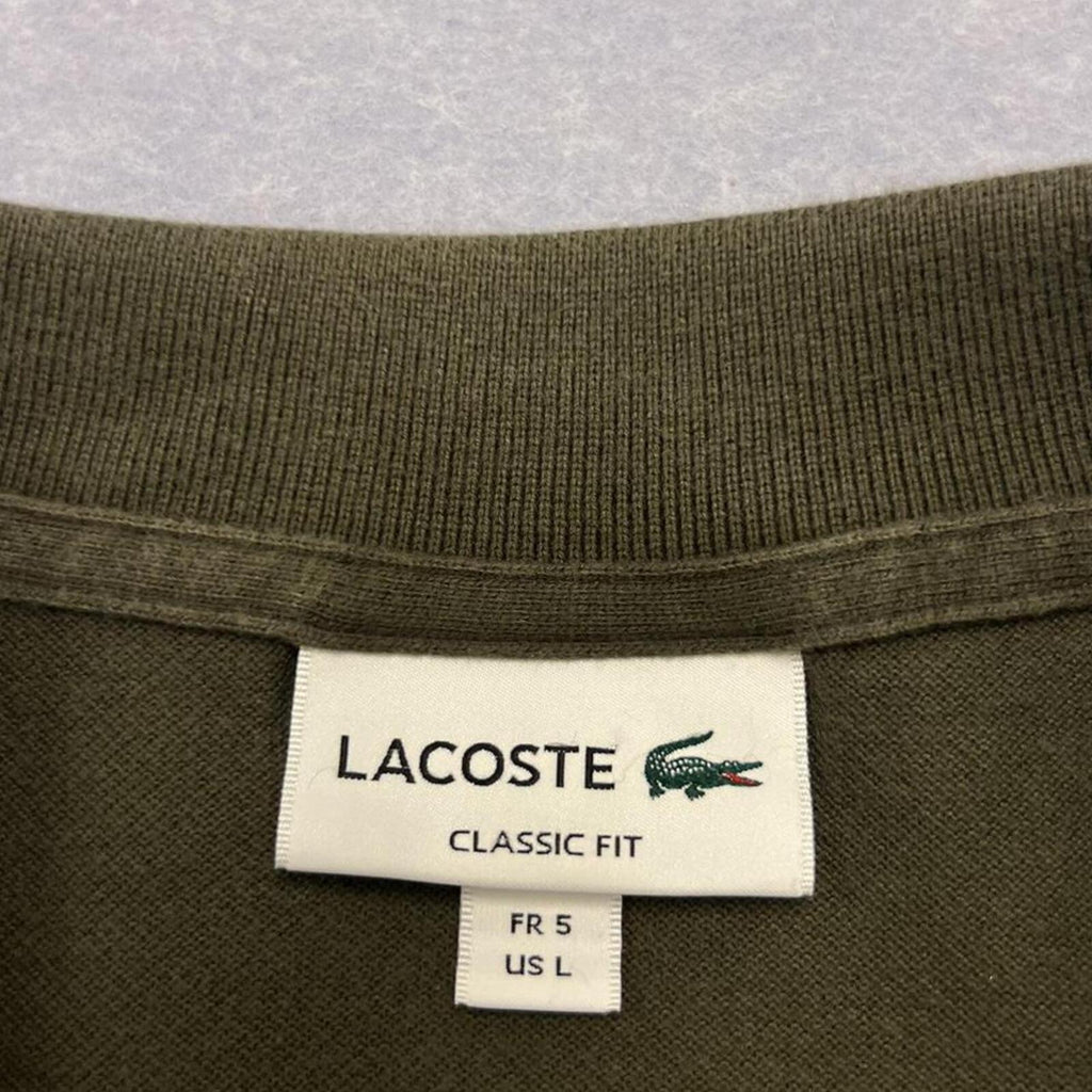 Vintage 90’s Lacoste Men’s Olive Green Dress Polo Y2K Crocodile Size 5 (Large)