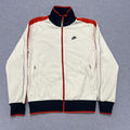 Vintage Nike Sportswear Men's White Red & Navy Full Zip Track Jacket Y2K Large