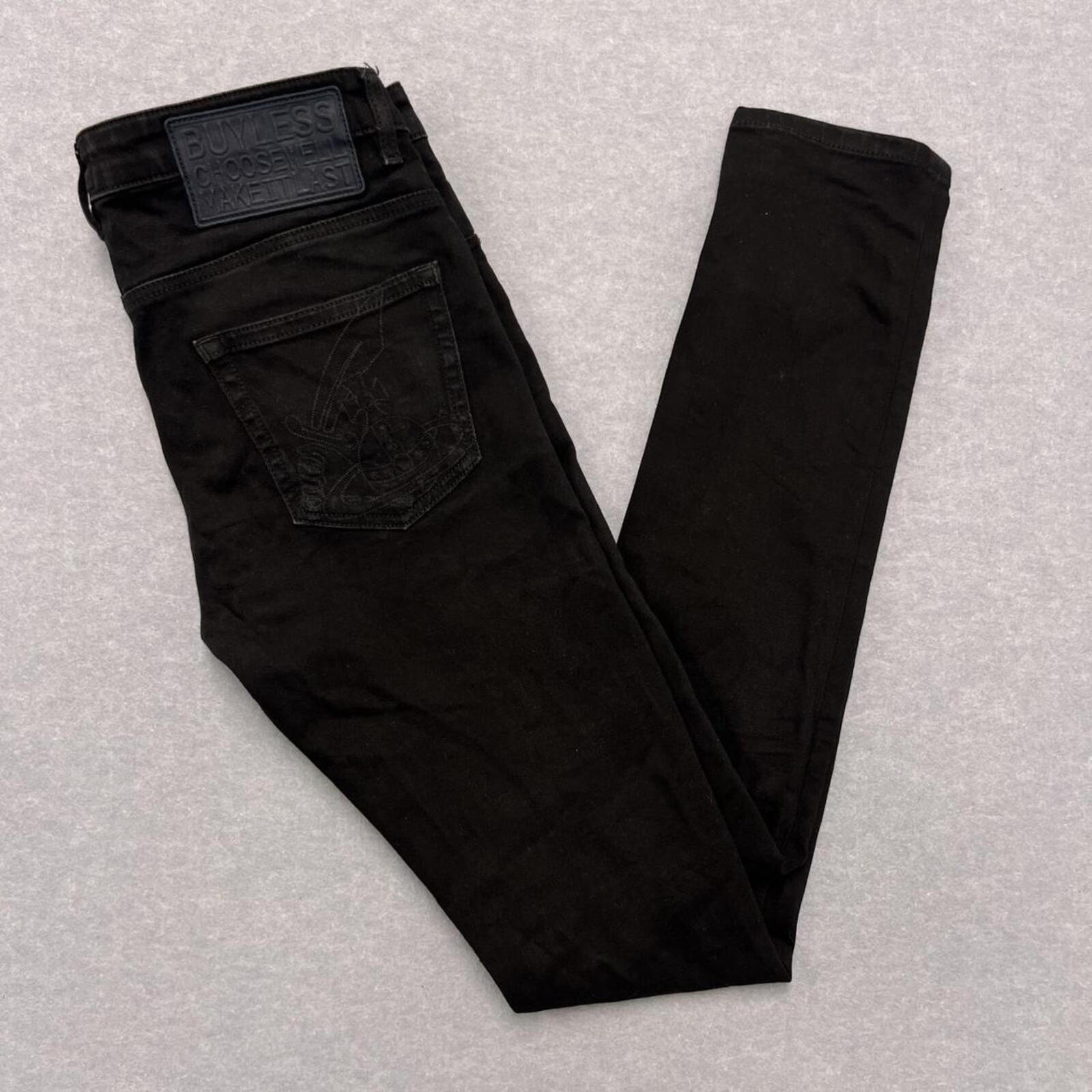 Vivienne Westwood Anglomania Men’s Black Embroidered Designer Slim Jeans Man W30