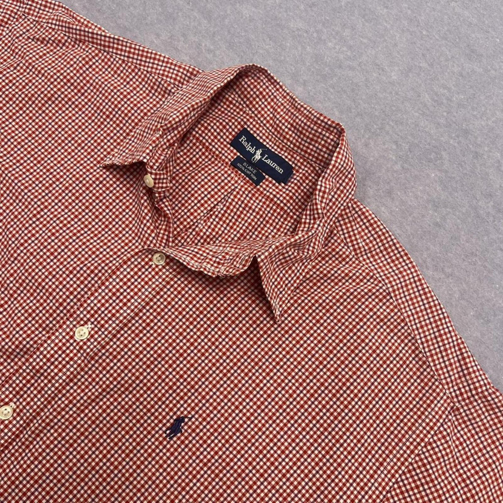 Vintage Ralph Lauren Blake Red & White Gingham Check Button Up Shirt Mens Large
