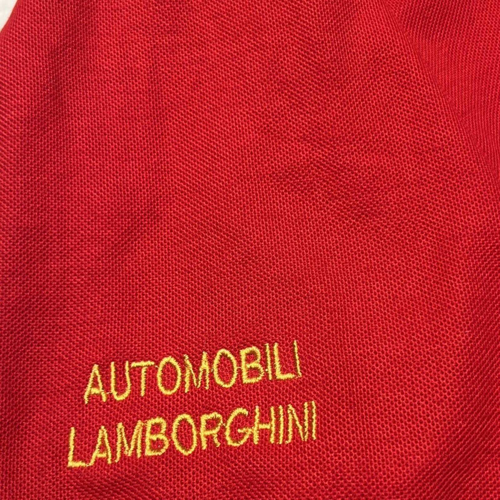 Vintage 1990’s Autombili Lamborghini Racing Men’s Red Crest Logo Polo Size XL