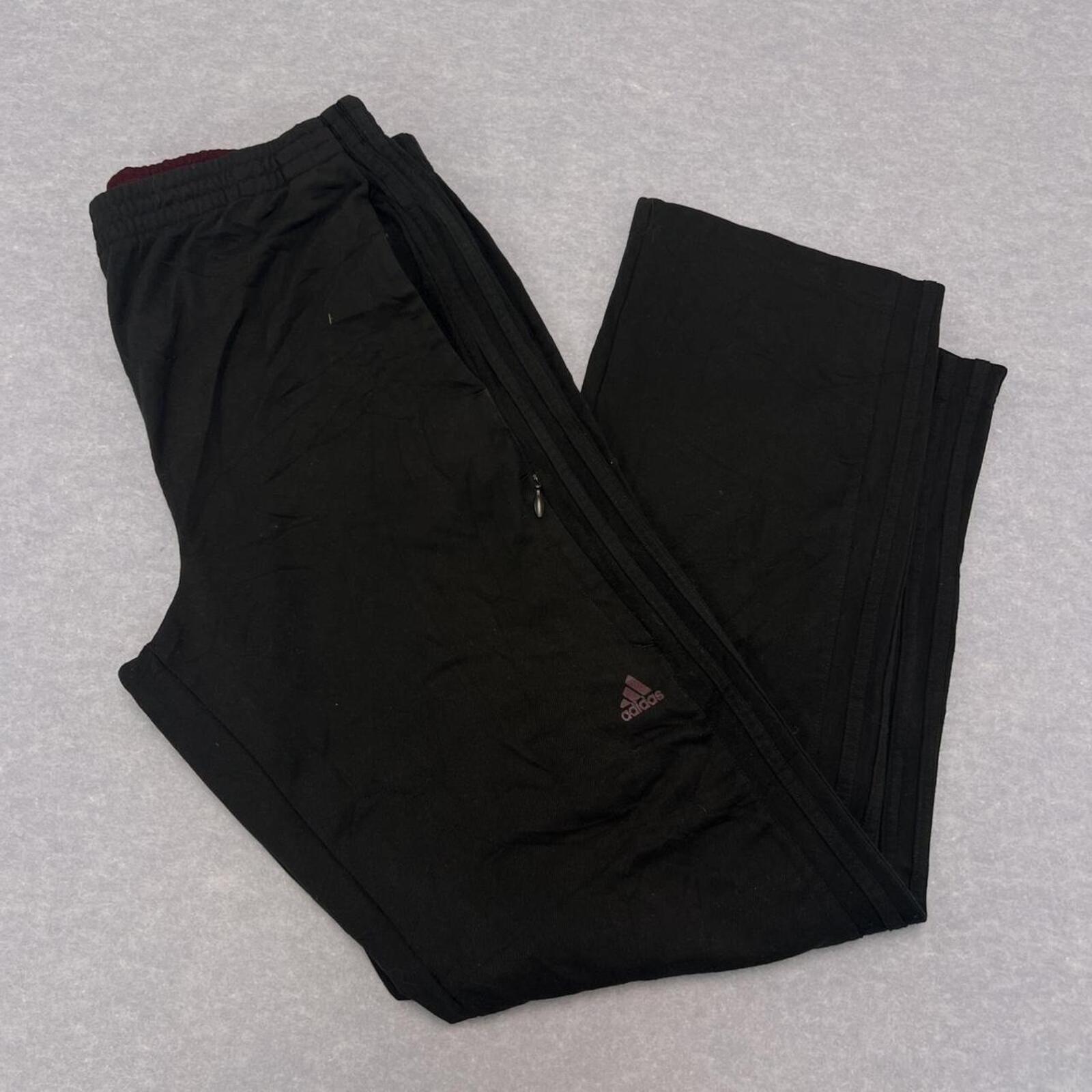 Vintage Adidas Men's Black & Burgundy Tonal Striped Streetwear Track Pants XL