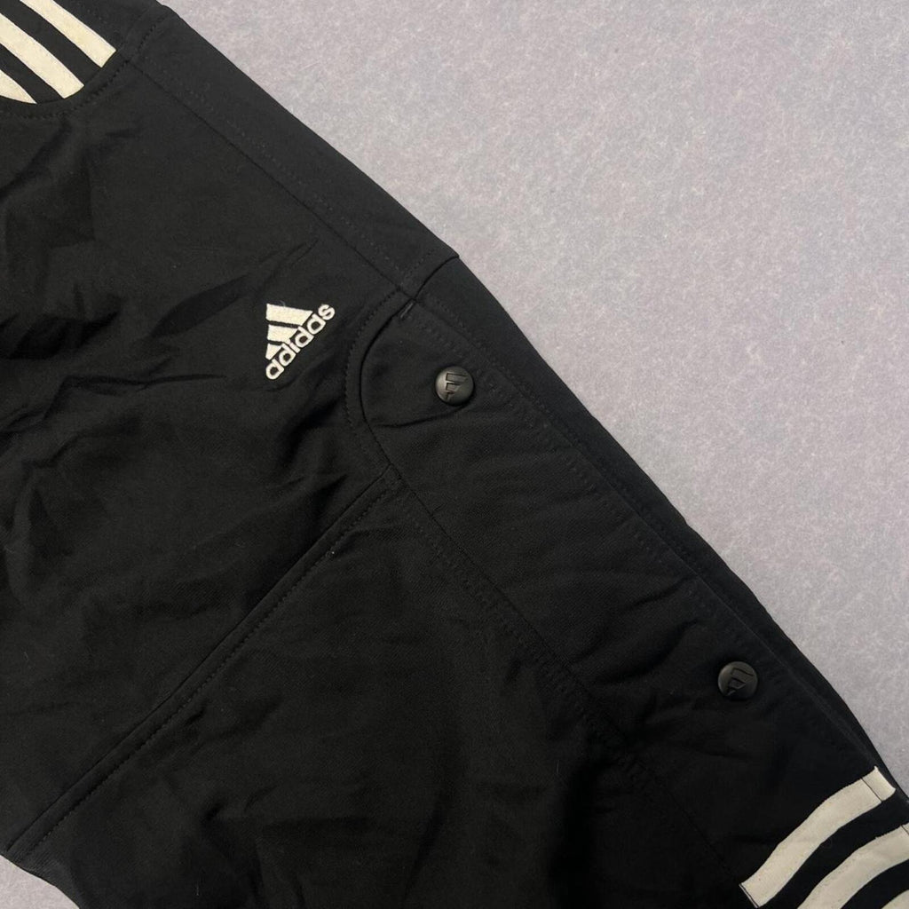 Vintage 2003 Adidas Men's Black & White Striped Baggy Streetwear Snap Button Track Pants Large