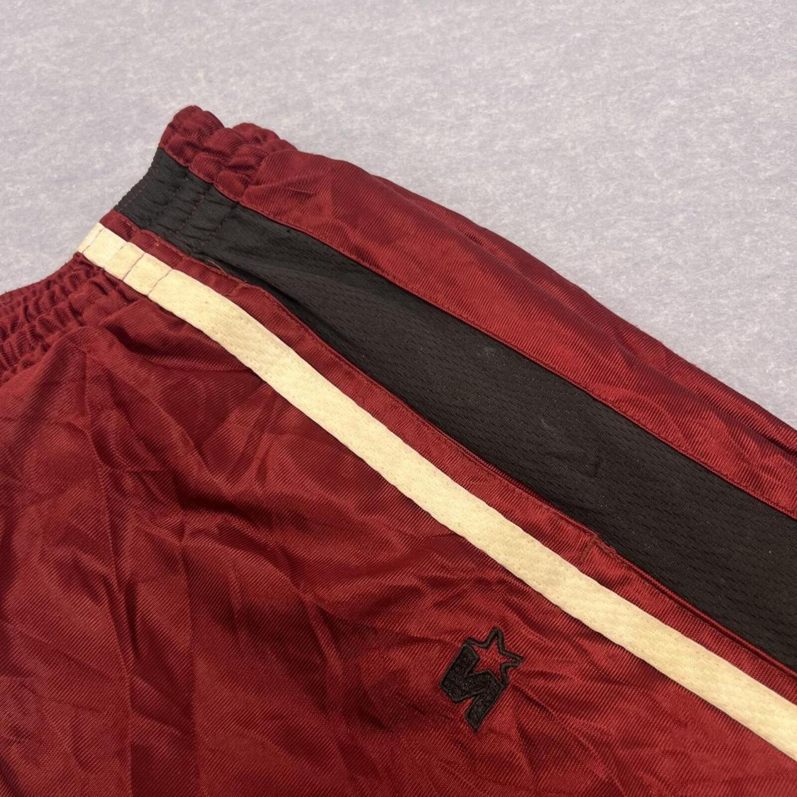 Vintage 90s Starter Men's Burgundy & Black Striped Baggy Streetwear Track Pants Y2K Oversized Large