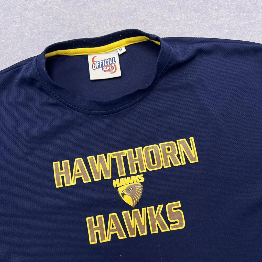 Vintage Hawthorn Hawks Official AFL Men's Navy Training Tee Shirt Medium