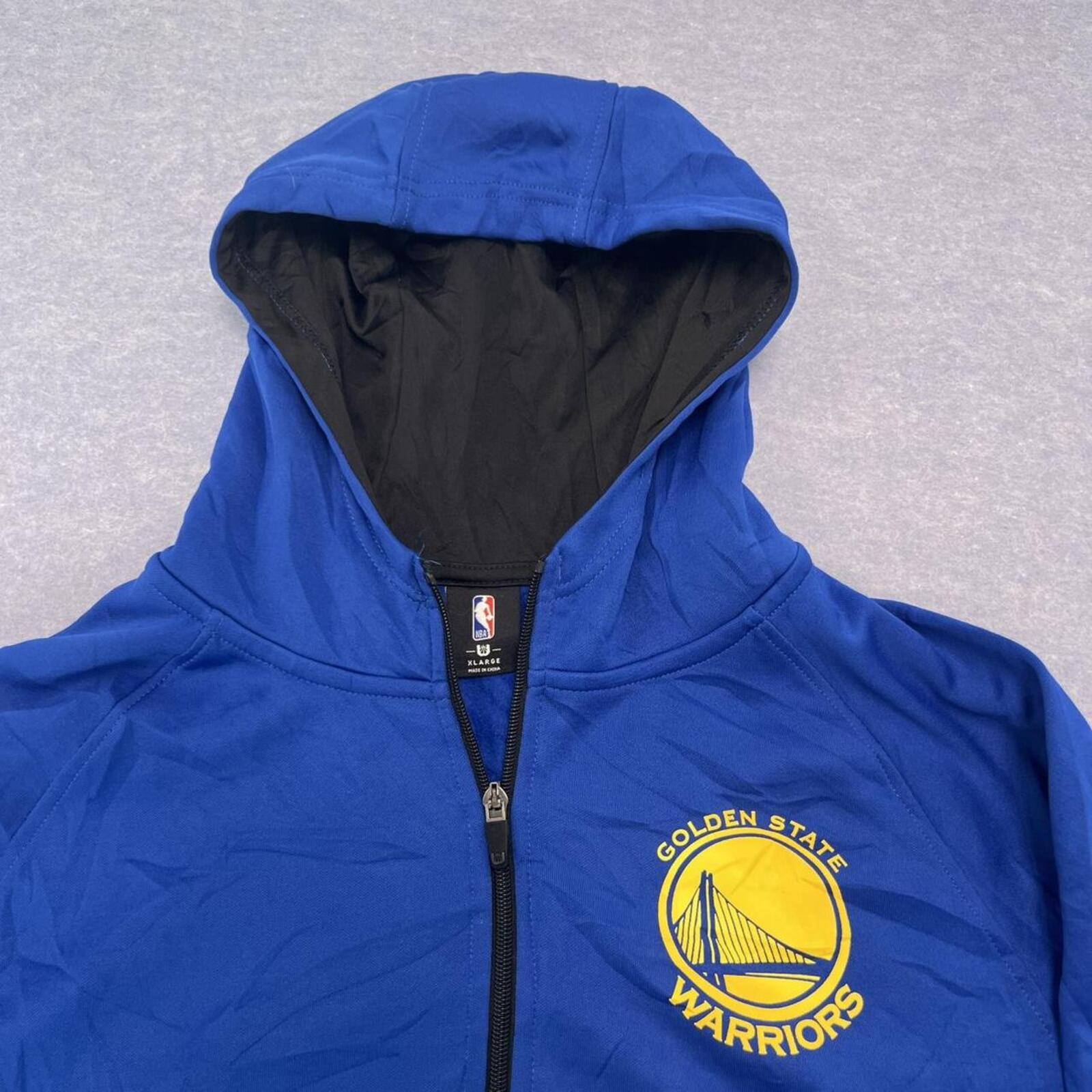 Golden State Warriors Official NBA Full Zip Hooded Warmup Track Jacket Sz XL