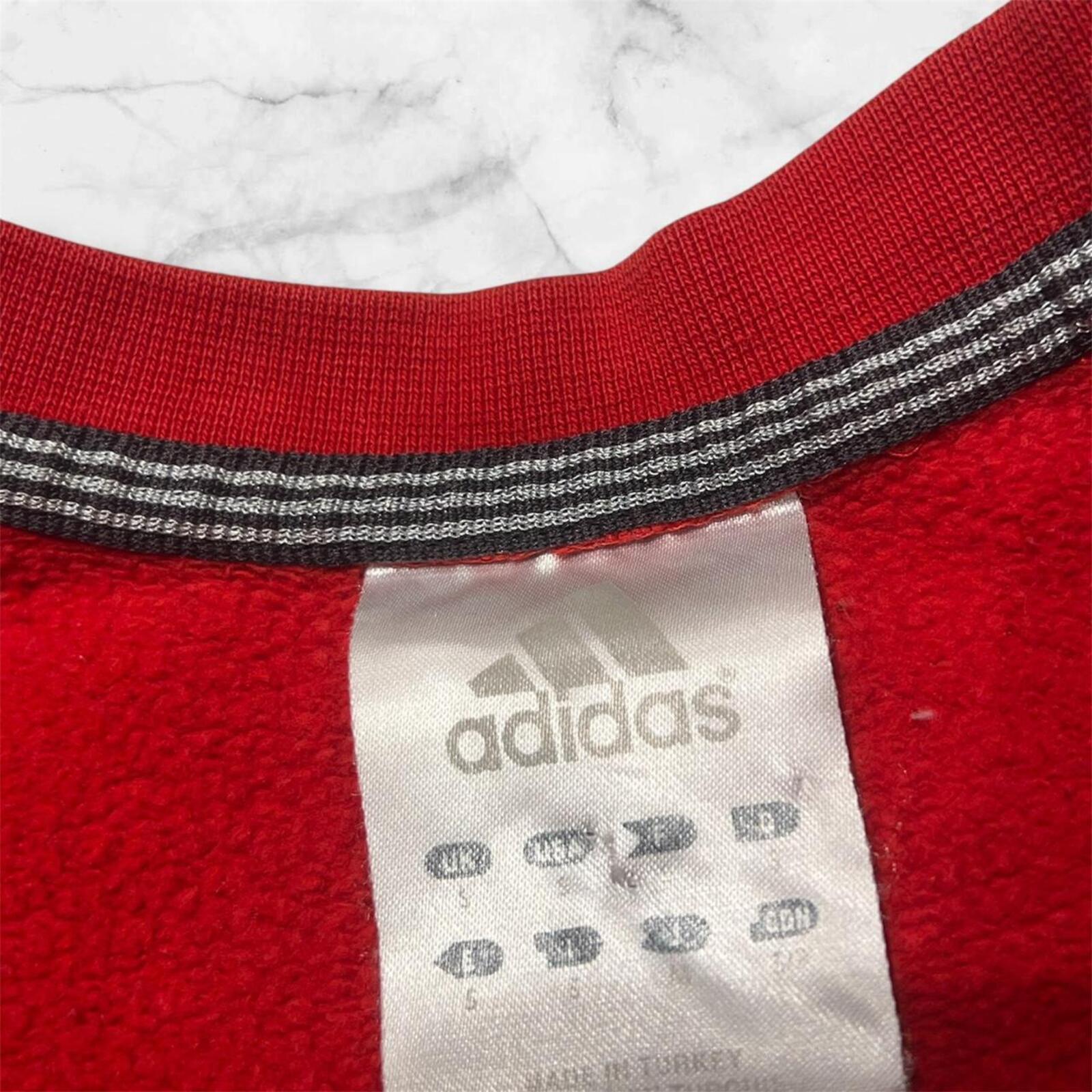 Vintage Adidas Streetwear Men’s Red & Grey Embroidered Logo Sweatshirt Y2K Small