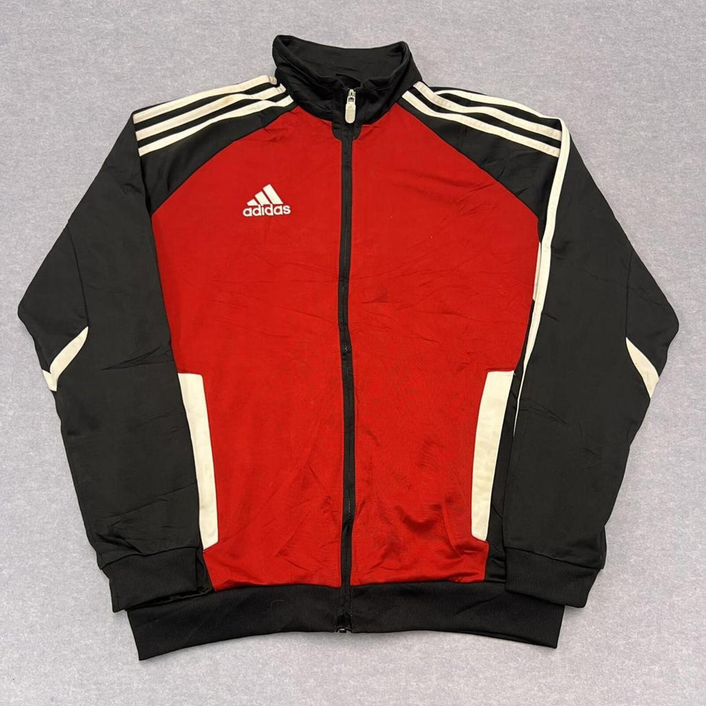 Vintage Adidas Red & Black Full Zip Retro Track Jacket Y2K Mens Small