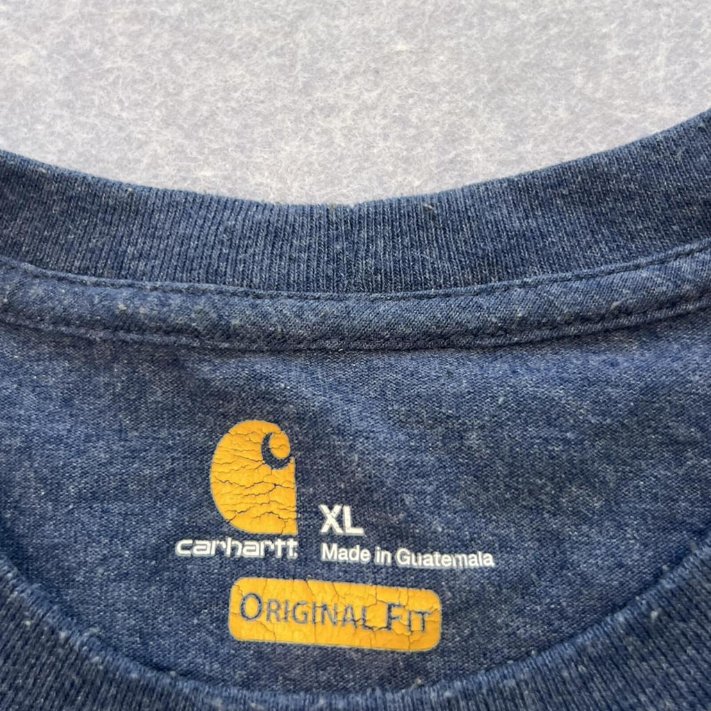 Vintage Carhartt Men’s Navy Blue Heather Pocket Casual T-Shirt Oversized XL