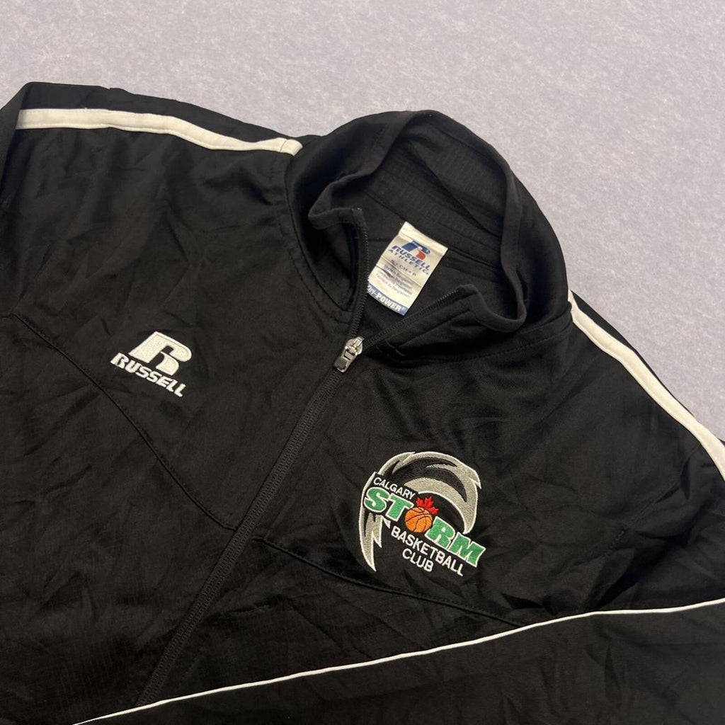 Vintage Russell Athletic Calgary Storm Basketball Club Track Jacket Black Small