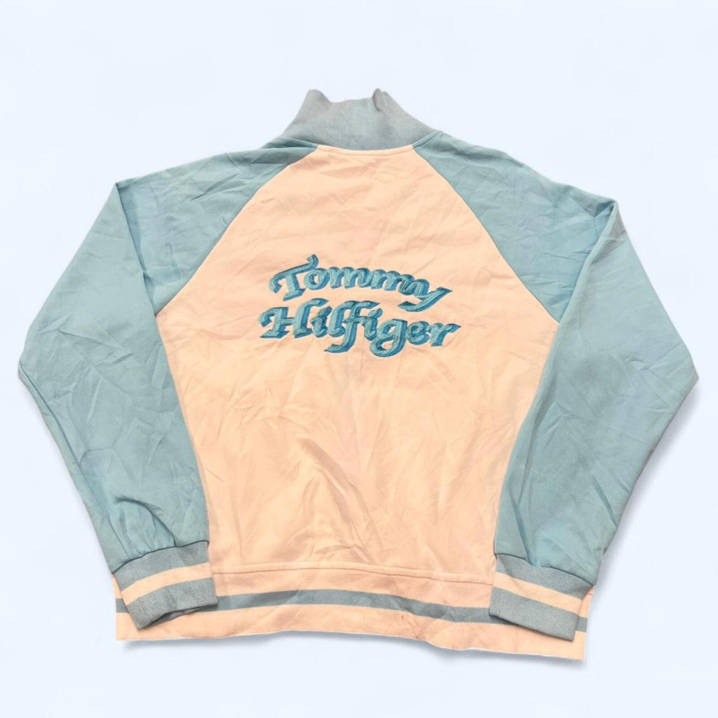 Vintage 90s Tommy Hilfiger Baby Blue & White Track Jacket Y2K Retro Men's XL