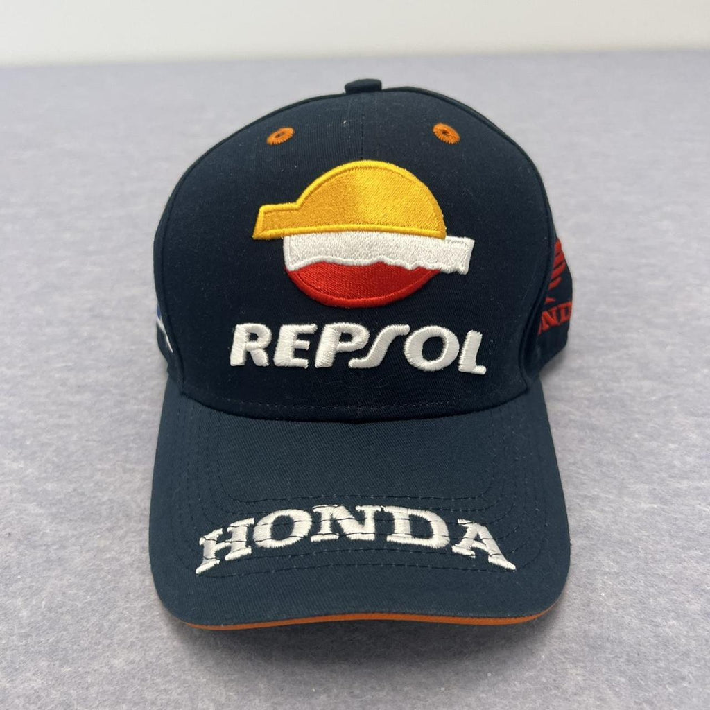 Vintage Honda HRC Repsol Racing Navy Blue Adjustable Cap Y2K Adult One Size