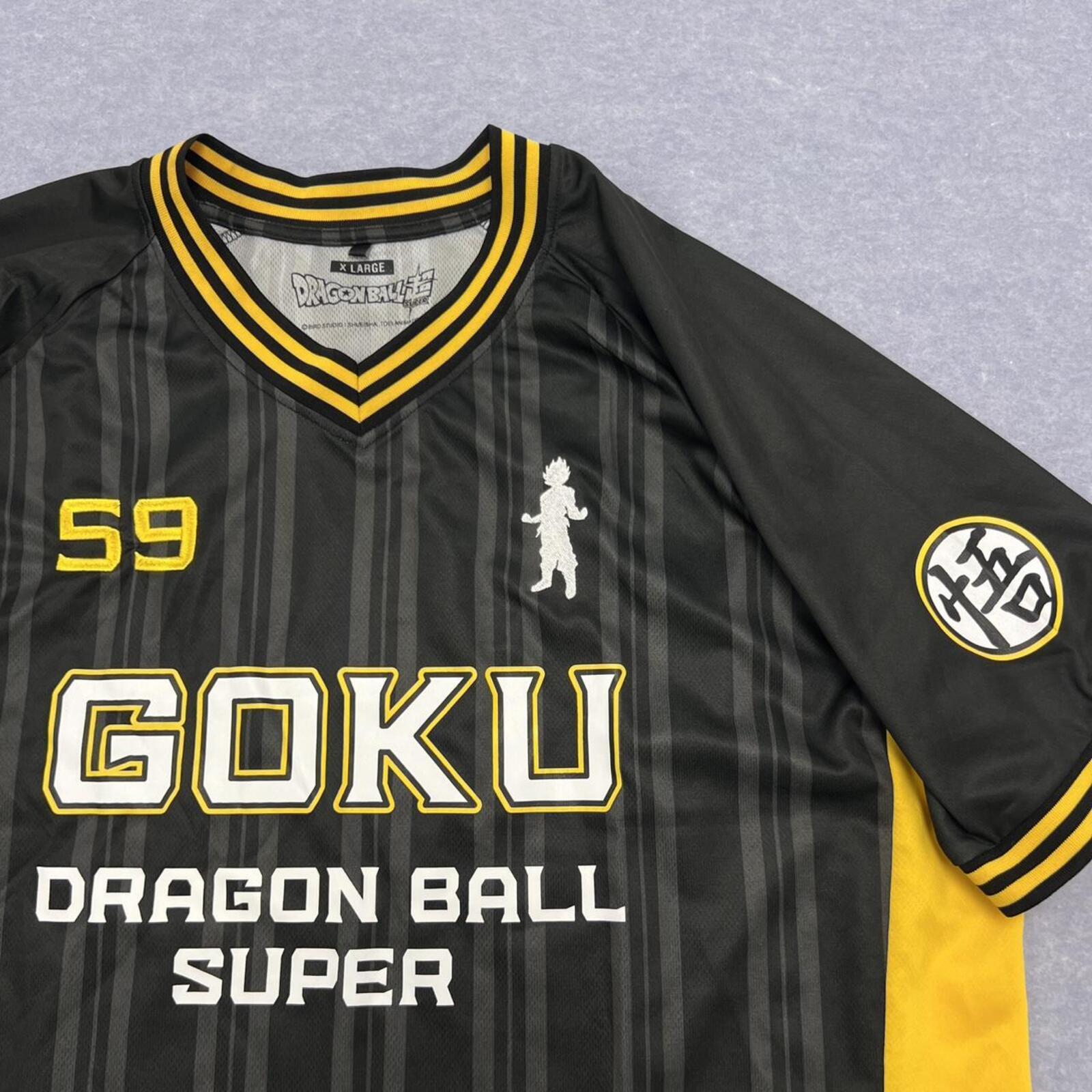 Dragon Ball Z Super Goku No.59 Men's Black & Yellow Soccer Jersey Shirt XL