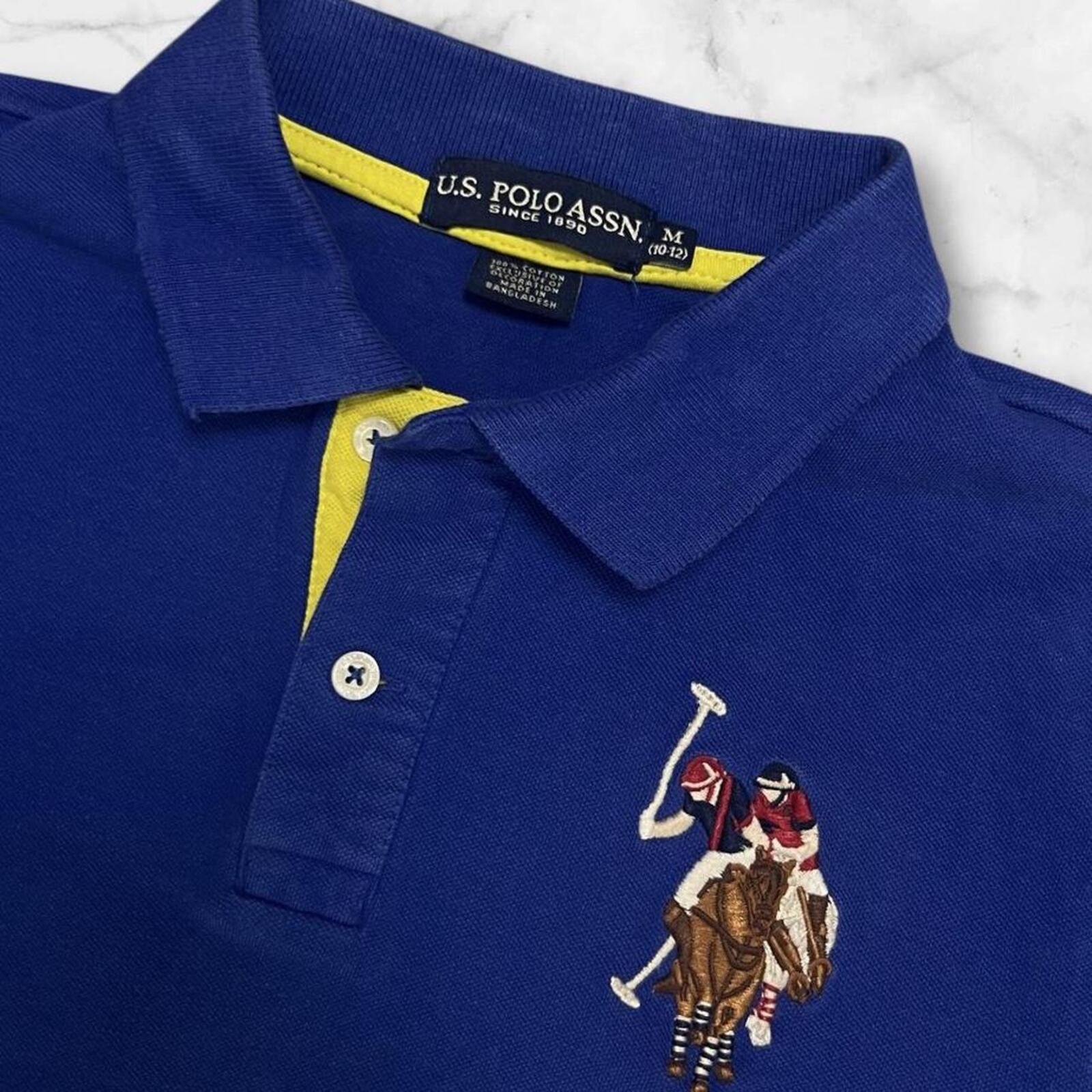Vintage U.S. Polo Assn Youth Navy Blue & Yellow #3 Big Pony Polo Medium 10-12