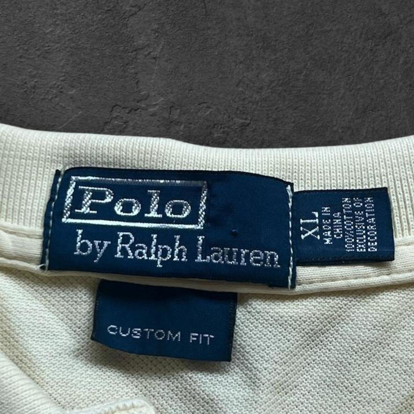 Vintage Polo Ralph Lauren Men's Yellow Preppy Dress Polo Shirt (Navy Pony) XL