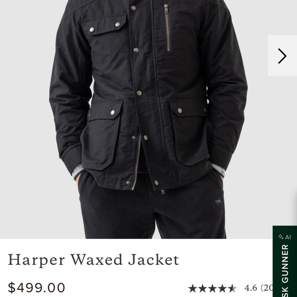 Rodd & Gunn Harper Waxed Field Jacket Black w/ Quilted Liner Men's Large