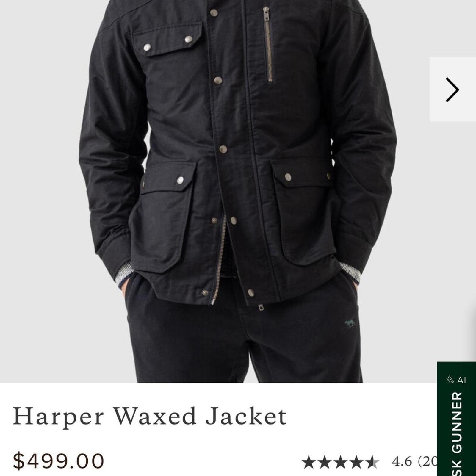 Rodd & Gunn Harper Waxed Field Jacket Black w/ Quilted Liner Men's Large