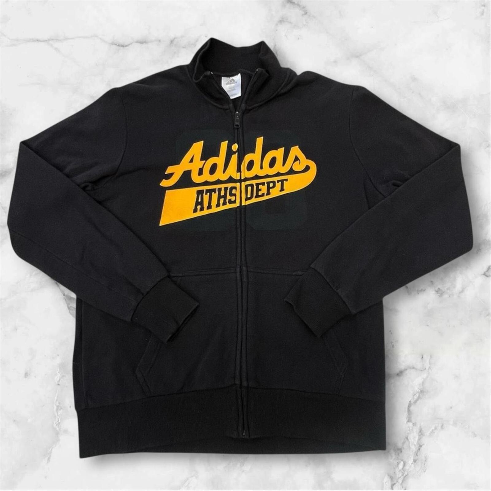 Vintage Adidas Athletics Department Yellow & Black Full Zip Graphic Print Y2K Track Jacket Men’s Medium  (Could fit a Large)