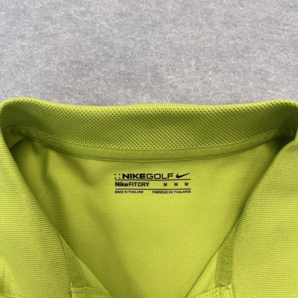 Vintage Nike Golf Fit Dry Men’s Lime Green & White Sleeve Hit Sports Polo Medium