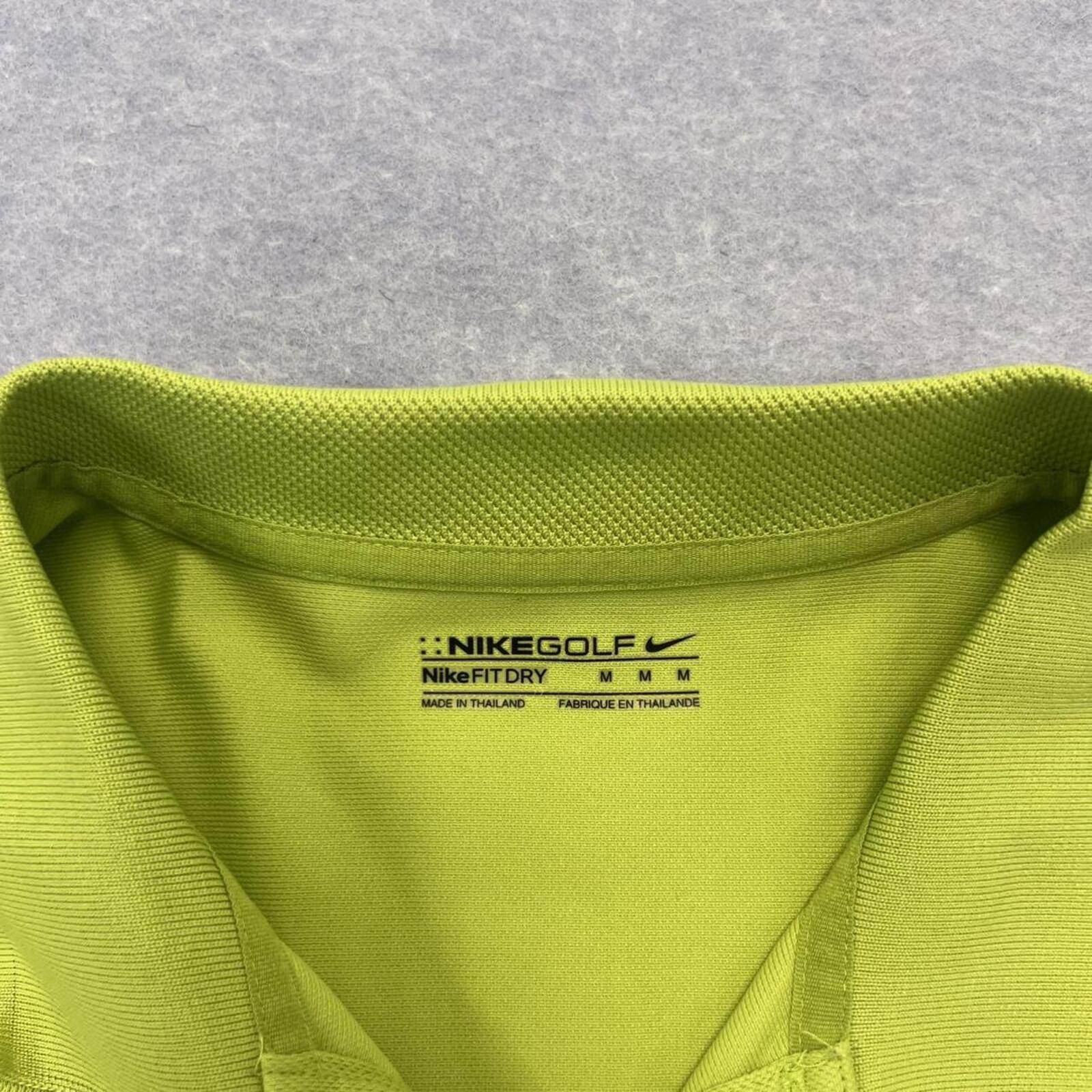 Vintage Nike Golf Fit Dry Men’s Lime Green & White Sleeve Hit Sports Polo Medium