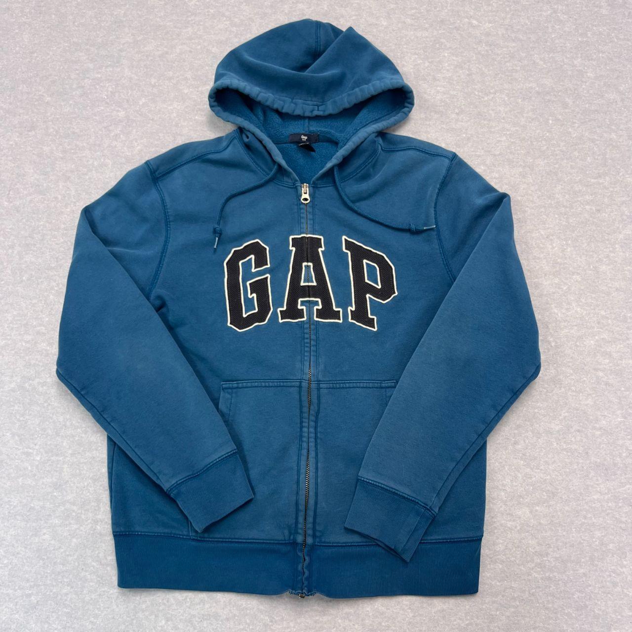 Vintage Gap Royal Blue & Black Full Zip Streetwear Hoodie Men's Y2K Small