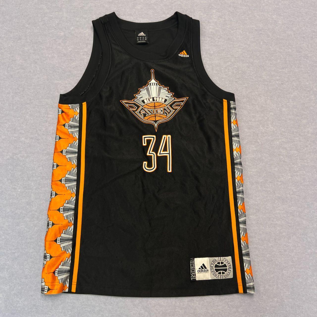 Vintage Adidas New York Ravens Basketball Jersey No.34 Black Orange Men's Medium