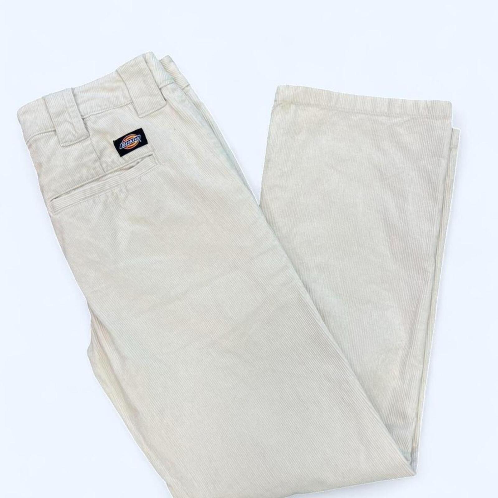 Dickies Men's Cream & White Corduroy Straight Leg 824 Trouser Pants Size 28